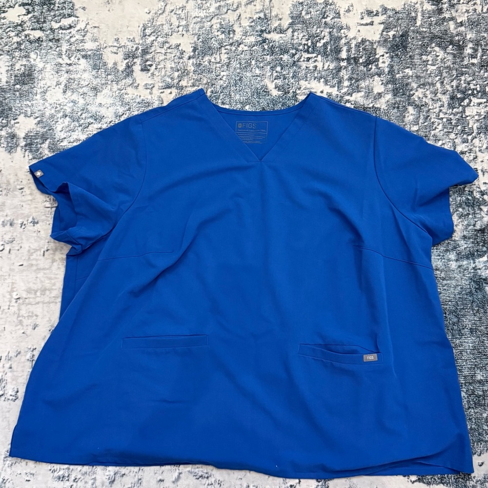 FIGS Women's V-Neck Scrub Top in Royal Blue